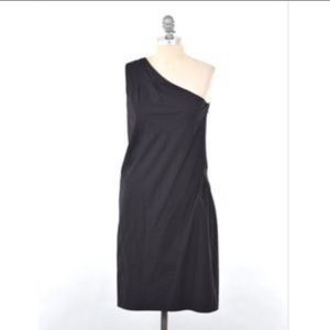 Vince one shoulder cotton poplin sheath dress